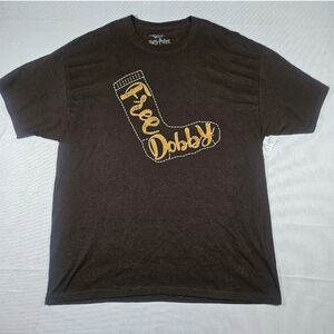 NWT Harry Potter Mens XL Free Dobby Brown Stitched Tee NEW Universal Studios